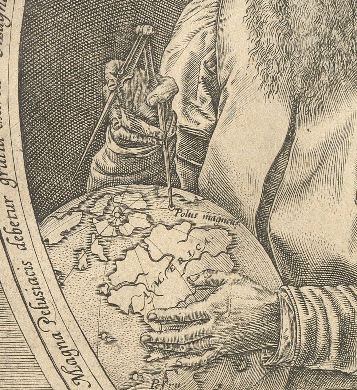 Ausschnitt des Bildnisses Mercators von Frans Hogenberg (1535-1590).