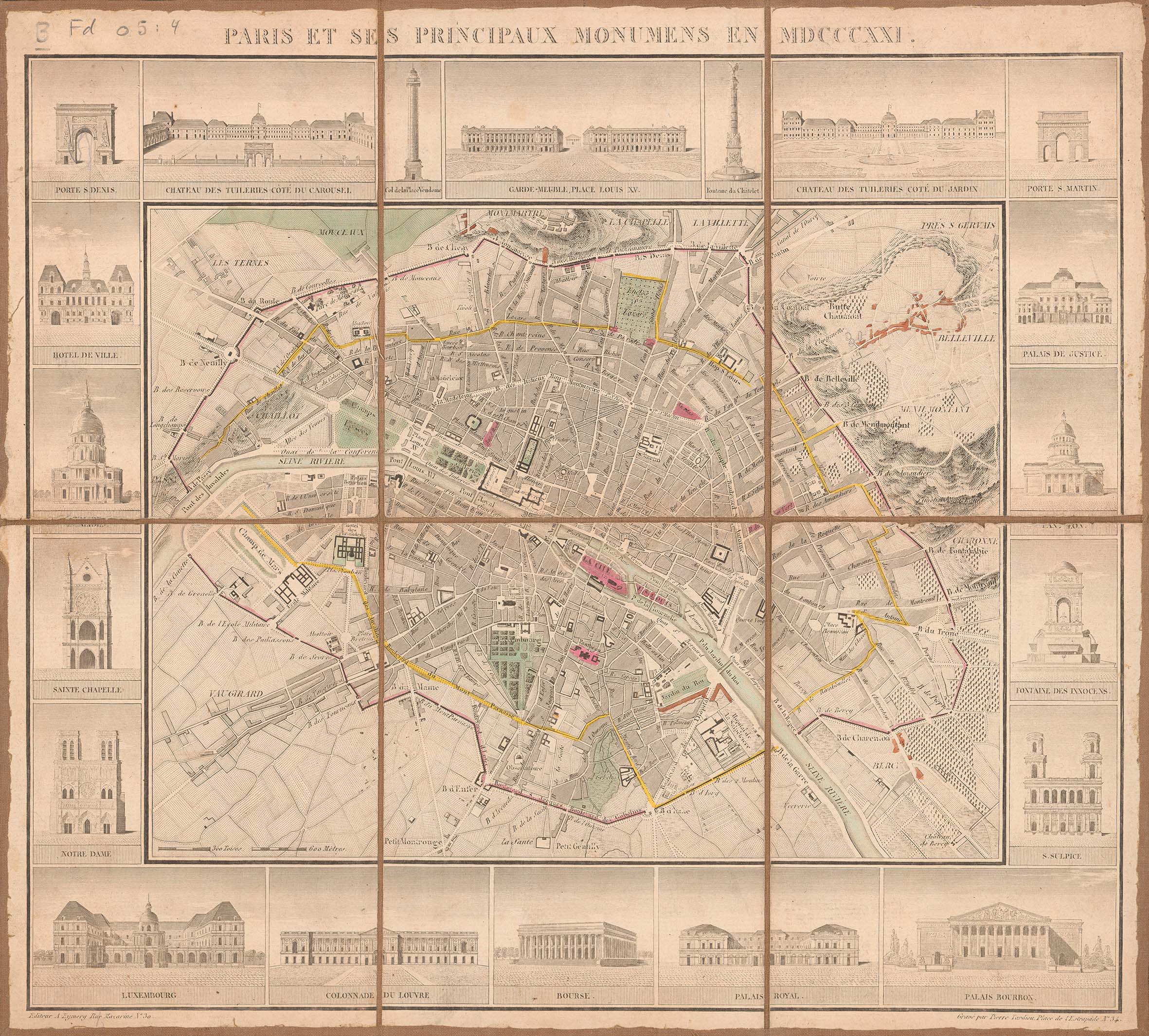 «Paris et ses principaux monumens en MDCCCXXI », gravé par Pierre Tardieu, Paris: Editeur A. Eymery, zwischen 1822 und 1825.