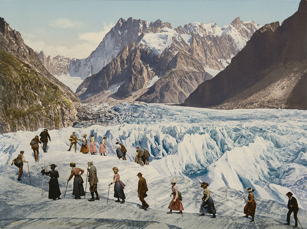 Abb. 14: Vallée de Chamonix. Traversée de la Mer de Glace, zwischen 1902 und 1904, Photochrom, Nr. 17818