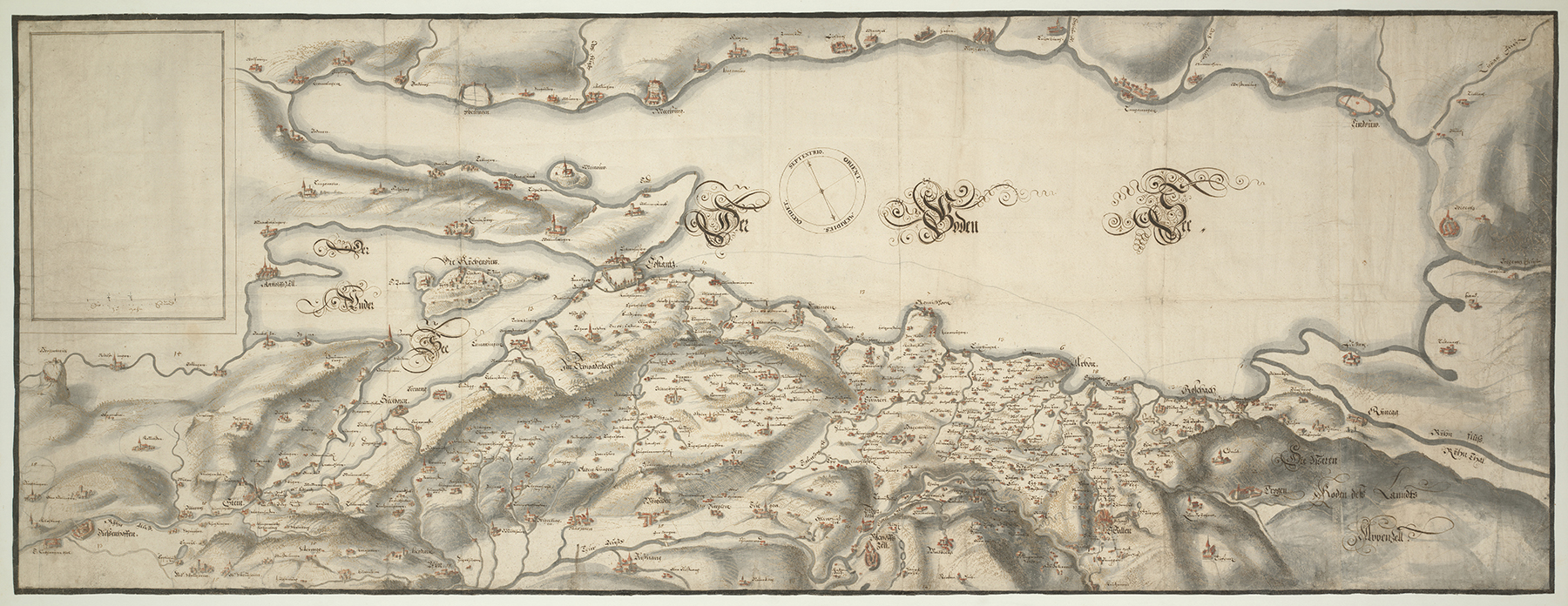 The Lake Constance region, drawn by hand by the Zurich cartographer Hans Conrad Gyger. (Image: ZB Zürich)